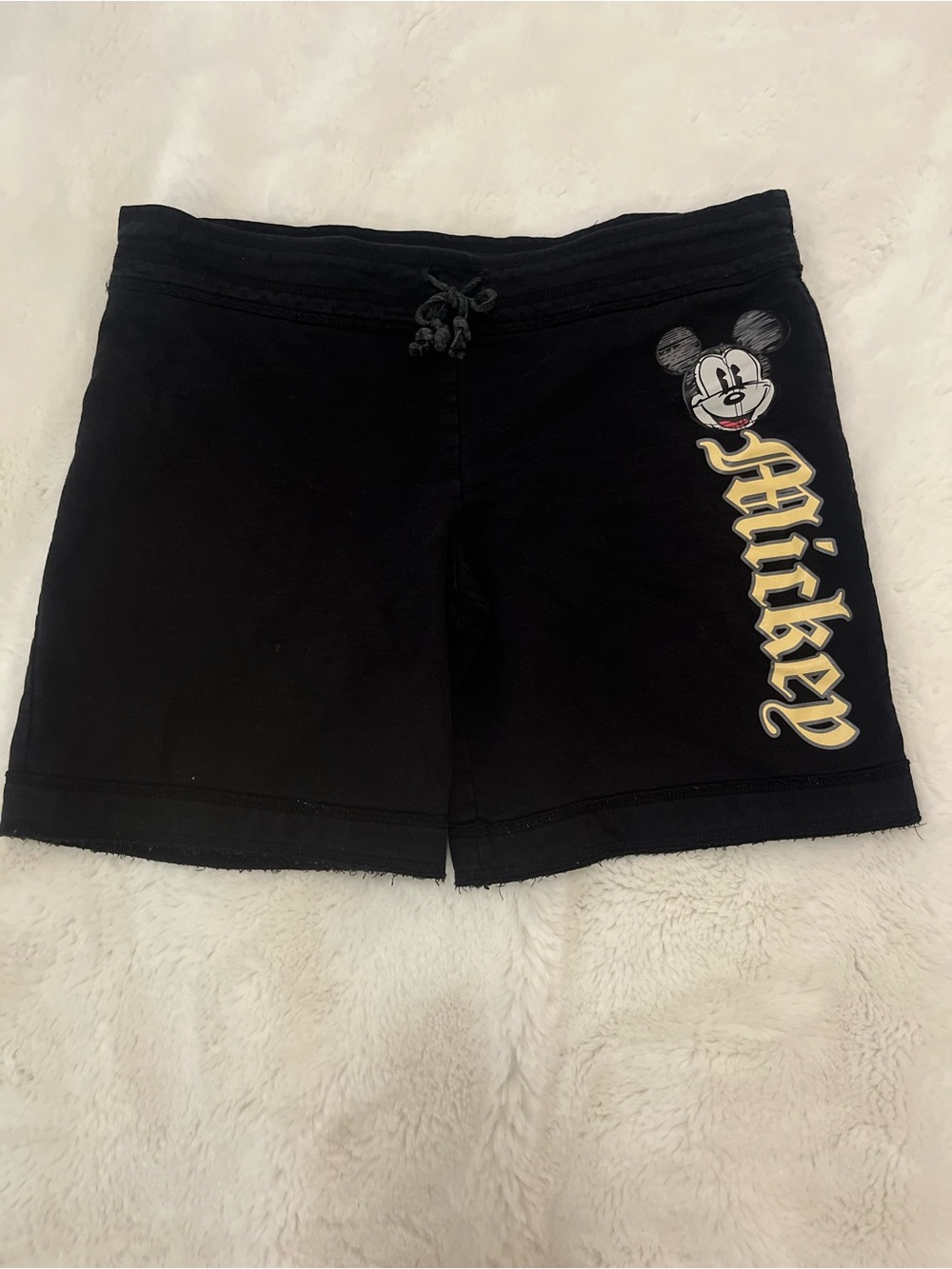 Mickey Mouse Yellow Font Juniors’ Shorts - Large